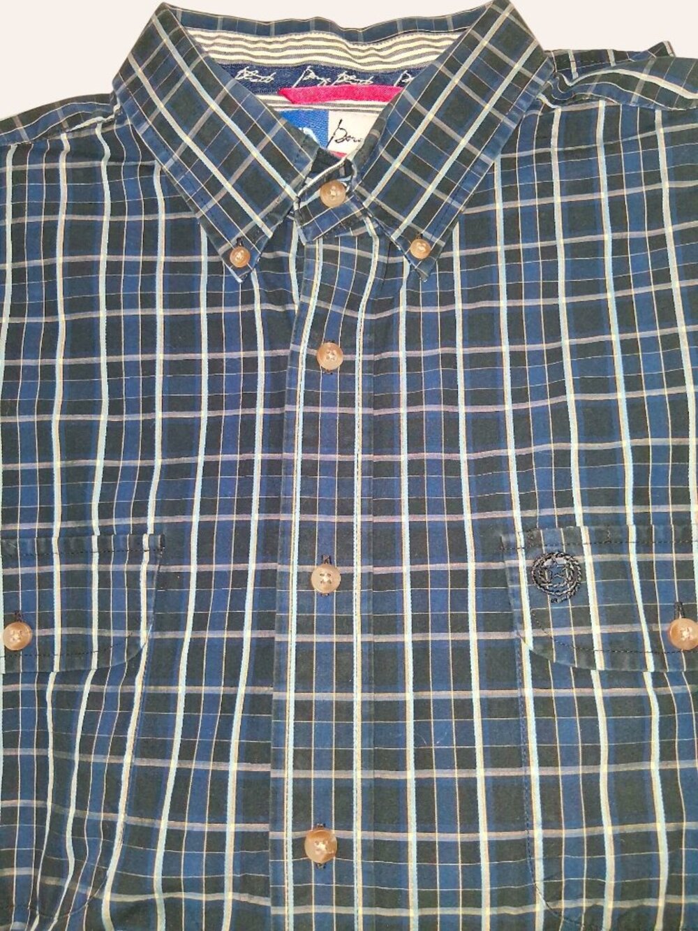Wrangler Cowboy Cut Plaid Button-Up Shirt Mens XXL Blue Long Sleeve Western Styl